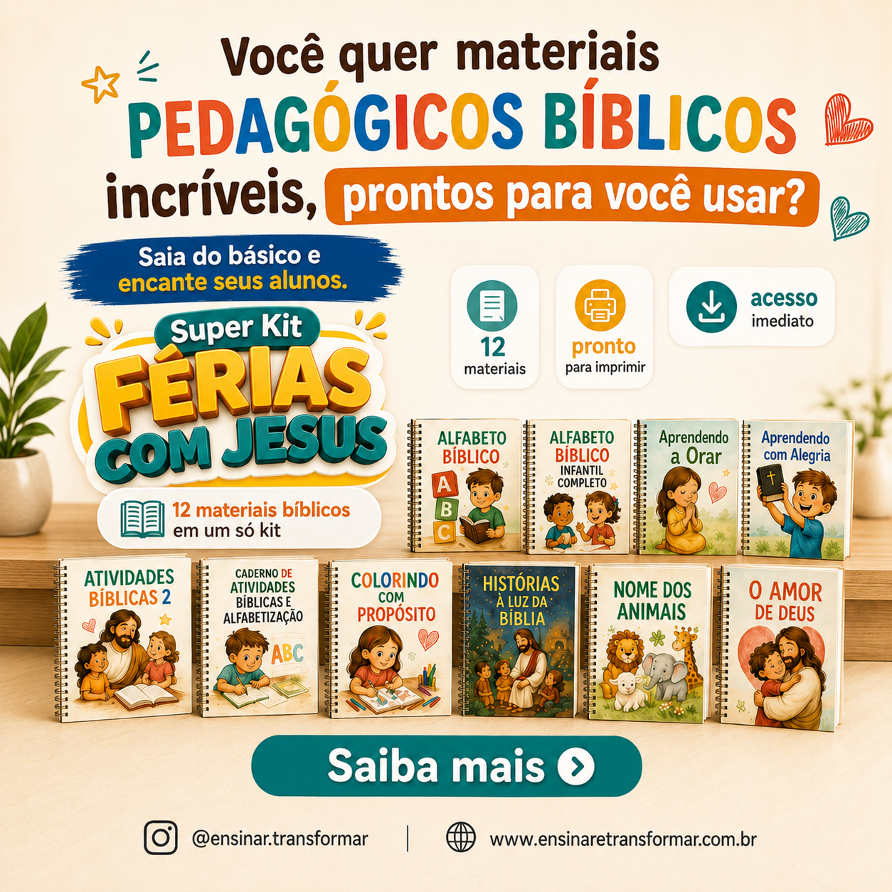 Super Kit Férias com Jesus — 12 materiais bíblicos em um só kit